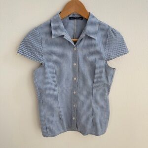 Brandy Melville Blue Gingham Button Up Blouse Cottagecore Picnic Top